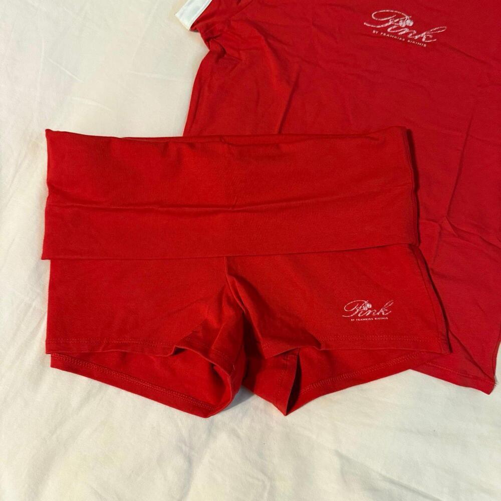 Frankie's Bikinis Brooklyn red shirt and shorts Set - Picture 3 of 5